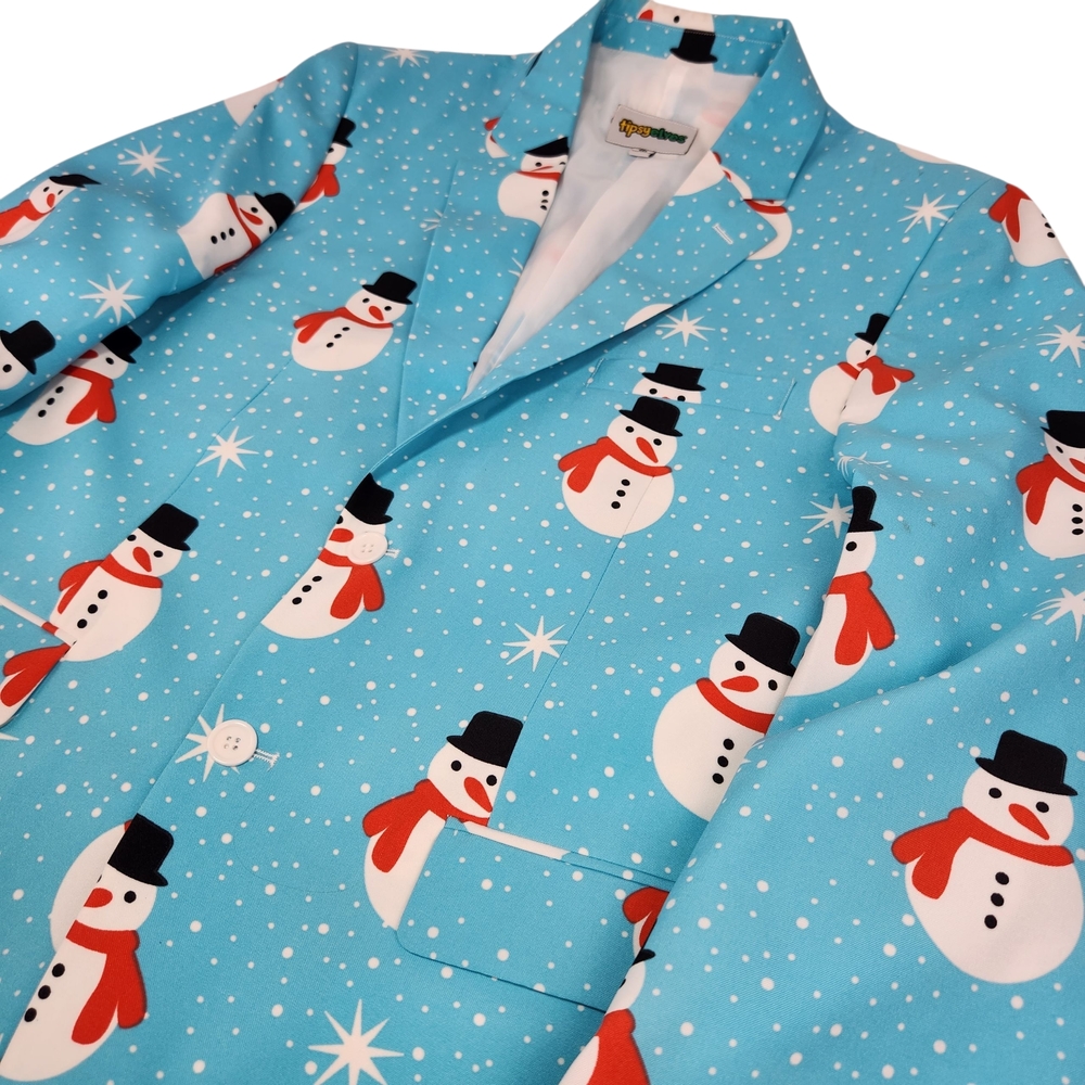 Tipsy Elves Men's Snowman Blazer Holiday Christmas Party Suit Jacket Size 44 XL - Picture 6 of 13